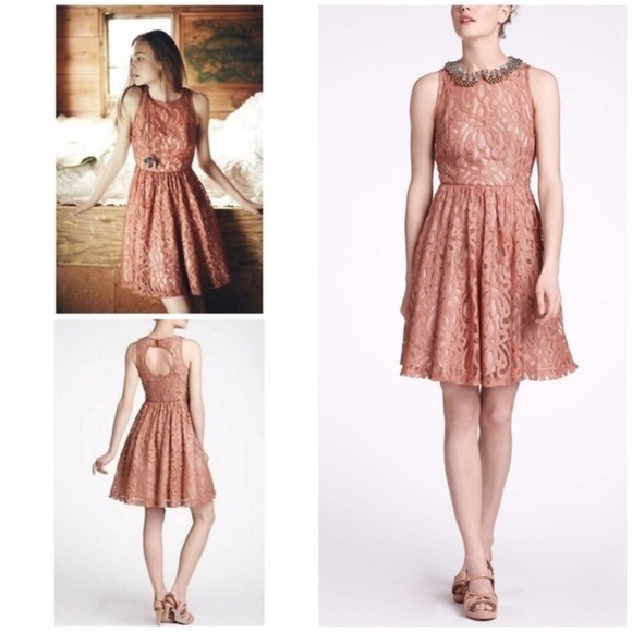 Plenty by Tracy Reese Coral Mariposa Romantic Coquette Lace Mini Dress Size 0P - Picture 1 of 15